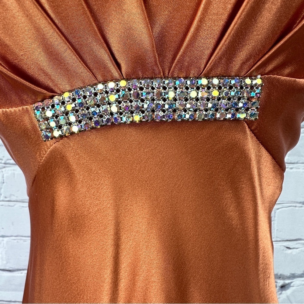 Vtg Jessica McClintock Gunne Sax Gown Dress Sz 7/8 y2k Orange Autumn Bridesmaid - Picture 7 of 14